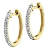 Kolczyki z żółtego złota z diamentami - koła - 0,08 ct - próba 585
