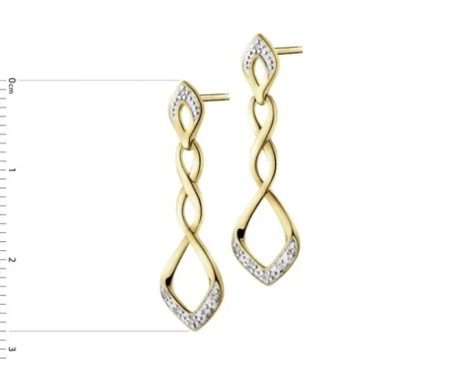 Kolczyki z żółtego złota z diamentami - 0,05 ct - próba 375