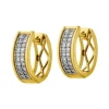 Kolczyki z żółtego złota z diamentami - koła - 0,14 ct - próba 585