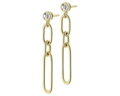 Kolczyki z żółtego złota z diamentami - 0,006 ct - próba 585