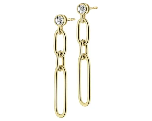Kolczyki z żółtego złota z diamentami - 0,006 ct - próba 585