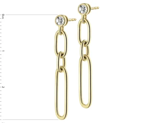 Kolczyki z żółtego złota z diamentami - 0,006 ct - próba 585