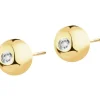 Kolczyki z żółtego złota z diamentami - 0,006 ct - próba 375