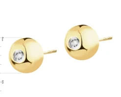 Kolczyki z żółtego złota z diamentami - 0,006 ct - próba 375