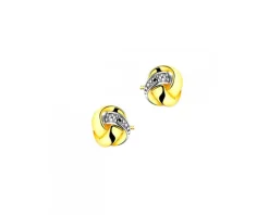 Kolczyki z żółtego złota z diamentami - 0,005 ct - próba 375
