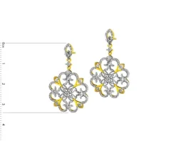 Kolczyki z żółtego złota z diamentami - rozety - 0,33 ct - próba 585