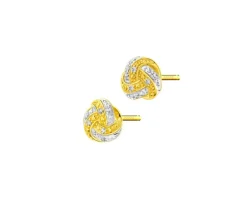 Kolczyki z żółtego złota z diamentami - 0,04 ct - próba 375