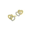 Kolczyki z żółtego złota z diamentami - serca - 0,16 ct - próba 585