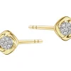 Kolczyki z żółtego złota z diamentami - 0,05 ct - próba 585