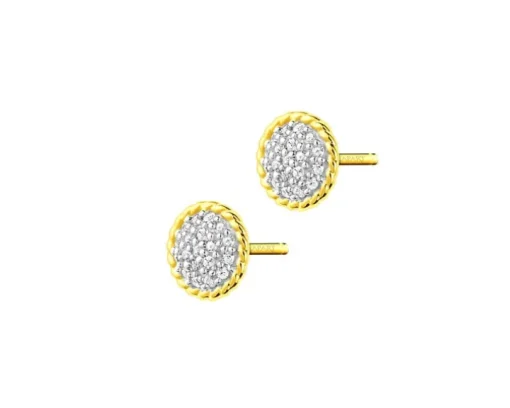 Kolczyki z żółtego złota z diamentami - 0,10 ct - próba 585