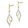 Kolczyki z żółtego złota z diamentami - 0,03 ct - próba 375