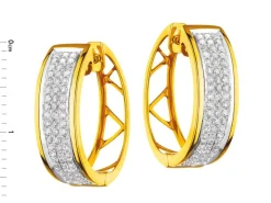 Kolczyki z żółtego złota z diamentami - koła - 0,30 ct - próba 585
