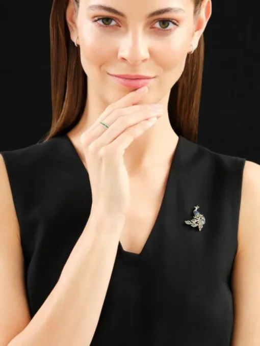 Kolczyki z żółtego złota z diamentami - koła - 0,10 ct - próba 585