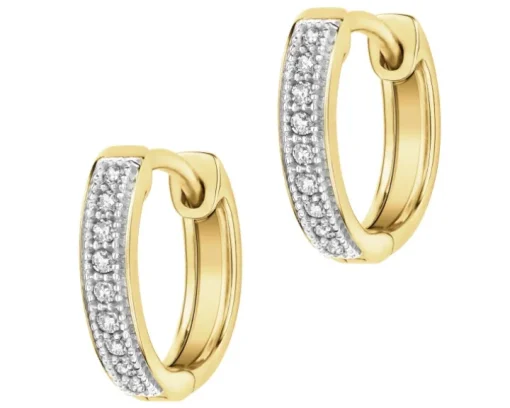 Kolczyki z żółtego złota z diamentami - koła - 0,06 ct - próba 585
