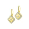 Kolczyki z żółtego złota z diamentami - kwiaty - 0,01 ct - próba 375