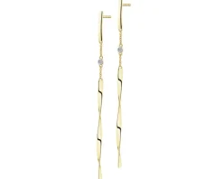 Kolczyki z żółtego złota z diamentami - 0,01 ct - próba 585