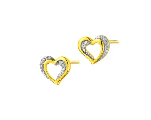 Kolczyki z żółtego złota z diamentami - koła - 0,07 ct - próba 585