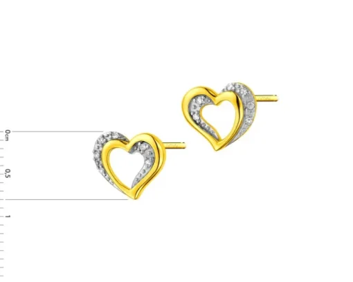 Kolczyki z żółtego złota z diamentami - koła - 0,07 ct - próba 585