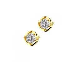 Kolczyki z żółtego złota z diamentami - 0,06 ct - próba 375