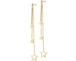 Kolczyki z żółtego złota z diamentami - gwiazdy - 0,01 ct - próba 375