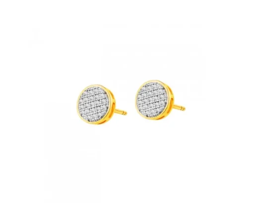 Kolczyki z żółtego złota z diamentami - 0,12 ct - próba 585