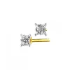Kolczyki z żółtego złota z diamentami - 0,006 ct - próba 375