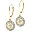 Kolczyki z żółtego złota z diamentami - rozety - 0,17 ct - próba 585