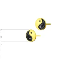 Kolczyki z żółtego złota z diamentami - yin yang - 0,016 ct - próba 375