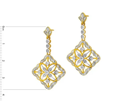 Kolczyki z żółtego złota z diamentami - 0,16 ct - próba 585