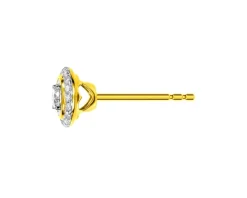 Kolczyki z żółtego złota z diamentami - serca - 0,27 ct - próba 585