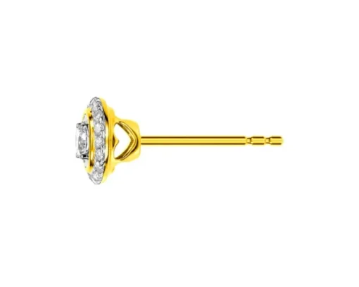 Kolczyki z żółtego złota z diamentami - serca - 0,27 ct - próba 585