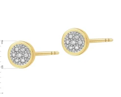 Kolczyki z żółtego złota z diamentami - liście - 0,008 ct - próba 375