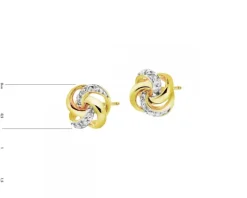 Kolczyki z żółtego złota z diamentami - 0,01 ct - próba 375