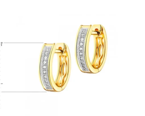 Kolczyki z żółtego złota z diamentami - koła - 0,06 ct - próba 585