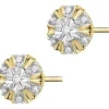 Kolczyki z żółtego złota z diamentami - 0,05 ct - próba 375