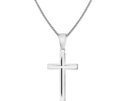 Krzyż - zawieszka srebrna i łańcuszek - komplet