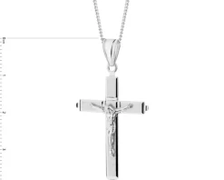 Krzyż - zawieszka srebrna i łańcuszek - komplet
