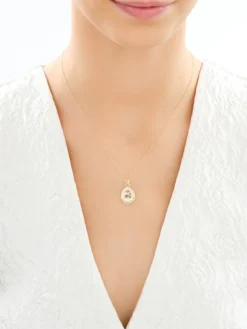 Medalik Matka Boska Częstochowska - złota zawieszka i łańcuszek - komplet