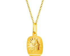 Medalik Matka Boska Częstochowska - złota zawieszka i łańcuszek - komplet