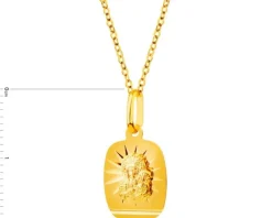 Medalik Matka Boska Częstochowska - złota zawieszka i łańcuszek - komplet