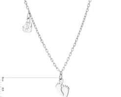 Naszyjnik srebrny - dziewczynka, chłopiec, stópki, serce