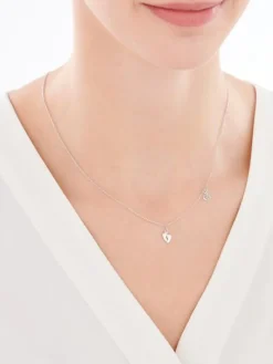 Naszyjnik srebrny - dziewczynka, chłopiec, stópki, serce