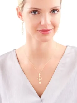 Naszyjnik srebrny - gwiazdy, Księżyc