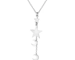 Naszyjnik srebrny - gwiazdy, Księżyce