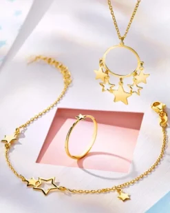 Naszyjnik srebrny - gwiazdy, koło