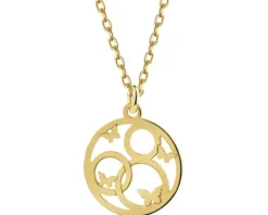 Naszyjnik srebrny - koła, motyle