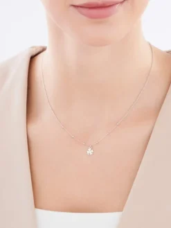 Naszyjnik srebrny - koniczyna, kulki