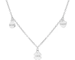 Naszyjnik srebrny - koniczyna, serce