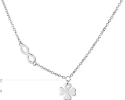 Naszyjnik srebrny - koniczyna, nieskończoność