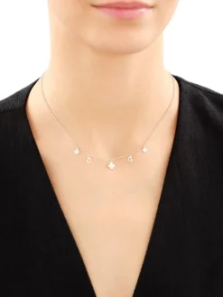 Naszyjnik srebrny - koniczyny, serca